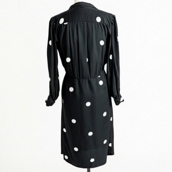 Vintage 1970's 100% Silk Polka Dot Secretary Shrt Dress SZ 6 - Picture 3 of 5